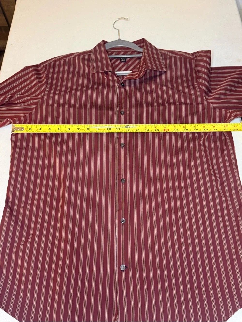Banana Republic Fitted Men’s Dress Shirt 16-16½ Large Burgundy Striped